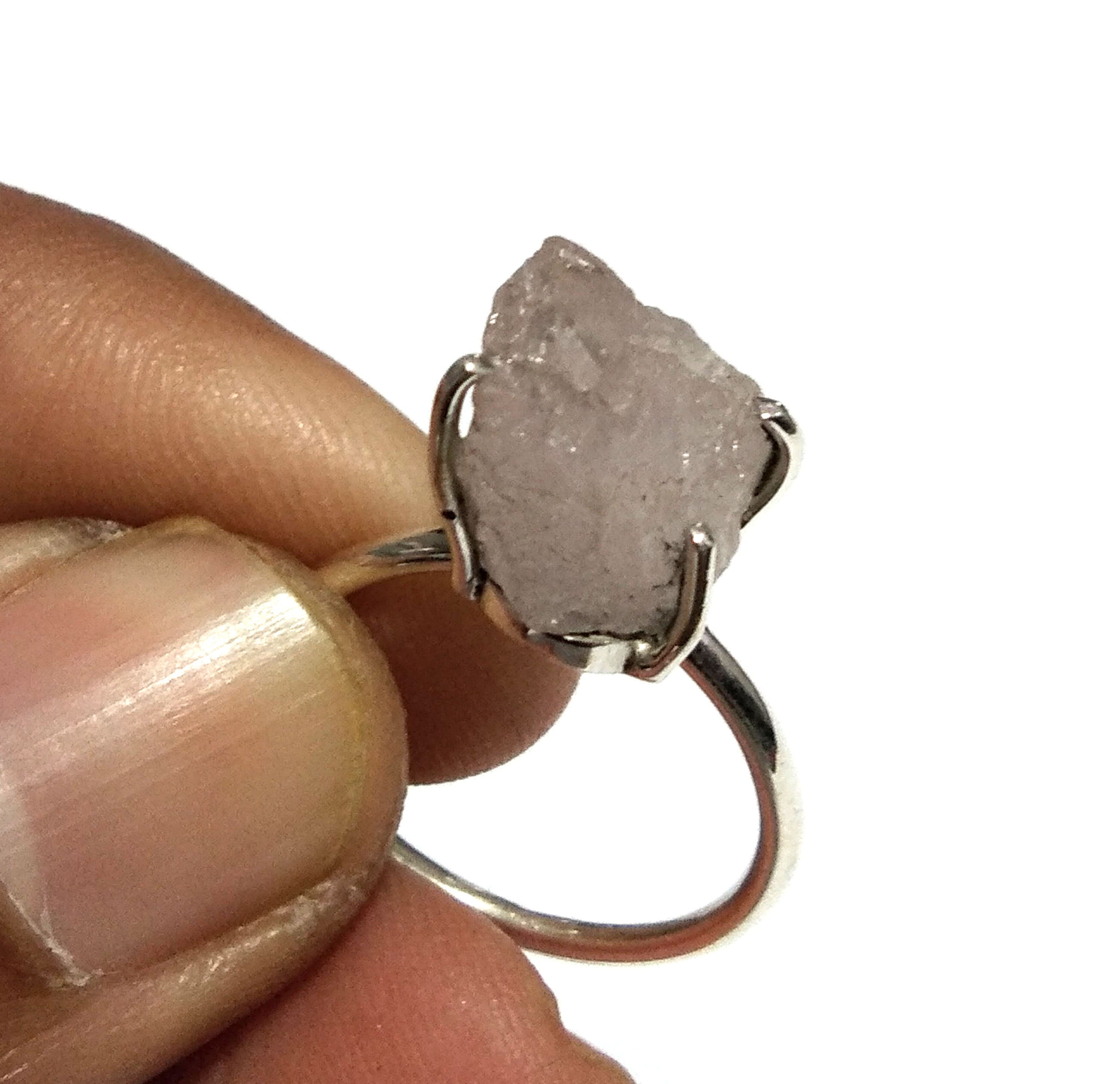 Natural Rough Morganite Gemstone Ring, 925 Solid Sterling Silver Ring, Morganite Stone Size 13x9 mm Handmade Ring, For Gift Wedding Ring